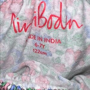Mini Boden liberty Kids' Floral Print ruffle neck top size 6-7y